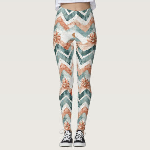 Rustic Moon Floral Chevron Earthy Pattern (4) Leggings