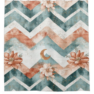 Rustic Moon Floral Chevron Earthy Pattern (4) Shower Curtain