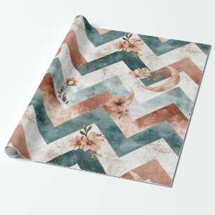 Rustic Moon Floral Chevron Earthy Pattern (5) Wrapping Paper