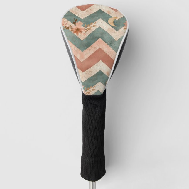 Rustic Moon Floral Chevron Earthy Pattern (6) Golf Head Cover (Front)