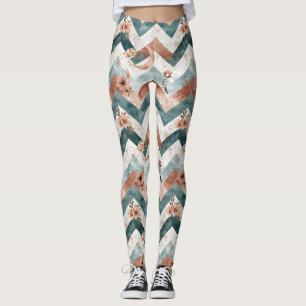 Rustic Moon Floral Chevron Earthy Pattern (6) Leggings