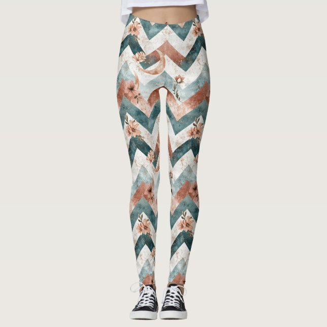 Rustic Moon Floral Chevron Earthy Pattern (6) Leggings (Front)