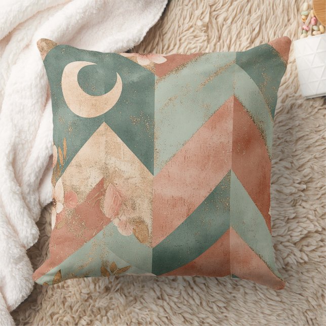 Rustic Moon Floral Chevron Earthy Pattern (7) Cushion (Blanket)