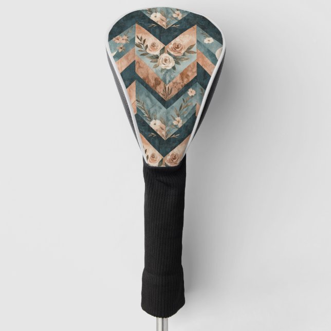 Rustic Moon Floral Chevron Earthy Pattern (8) Golf Head Cover (Front)