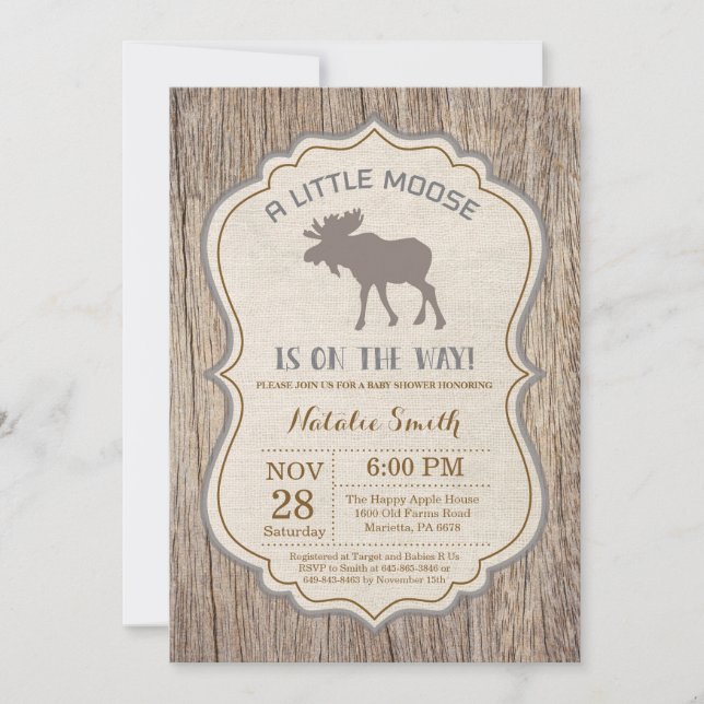 Rustic Moose Baby Shower Invitation (Front)
