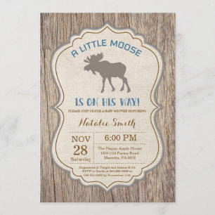 Rustic Moose Baby Shower Invitation Boy