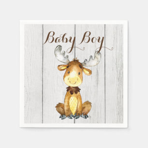 Rustic Moose Baby Shower Napkin