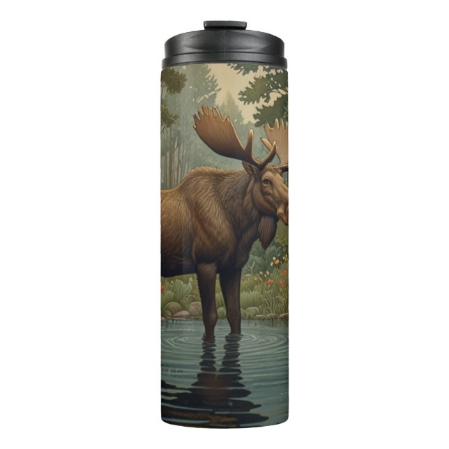 Rustic moose boho woodland forest greenery  thermal tumbler (Front)