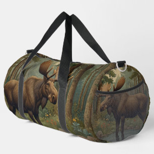 Rustic moose boho woodland forest woods lake duffle bag