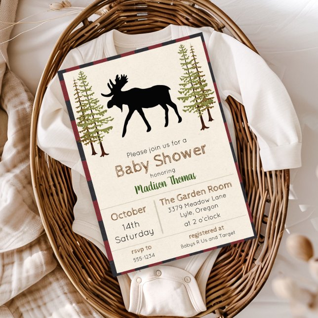 Rustic Moose Boy Baby Shower Invitation (Creator Uploaded)