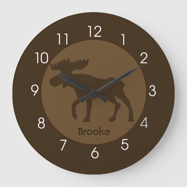 Rustic Moose Cabin Log Home Wall Clock (Front)