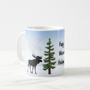 Rustic Moose Cabin Style Winter Holiday Coffee Mug