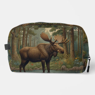 Rustic moose elk boho woodland forest greenery dopp kit