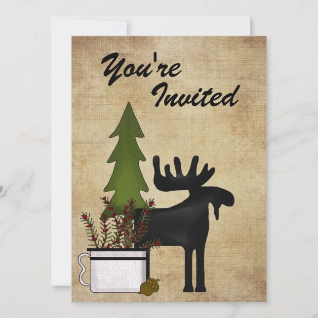 Rustic Moose Family Reunion Party Invitation (Front)