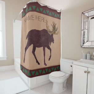 Rustic Moose Faux Leather-Look Home Decor Shower Curtain