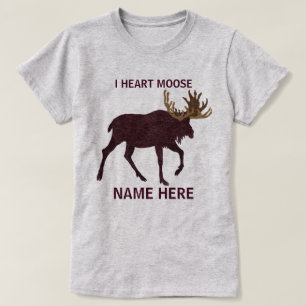 Rustic Moose Faux Leather-Look I Heart Moose T-Shirt