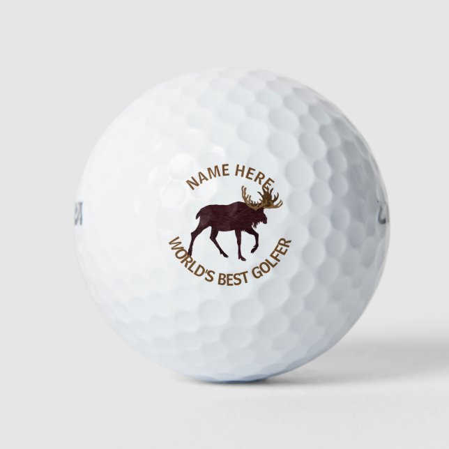 Rustic Moose Leather-Look Worlds Best Golfer Golf Balls (Front)