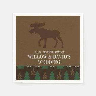 Rustic Moose Nature Pine Tree Napkin