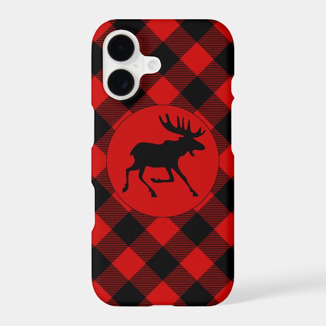 Rustic Moose on Red Buffalo Plaid Pattern (Back)