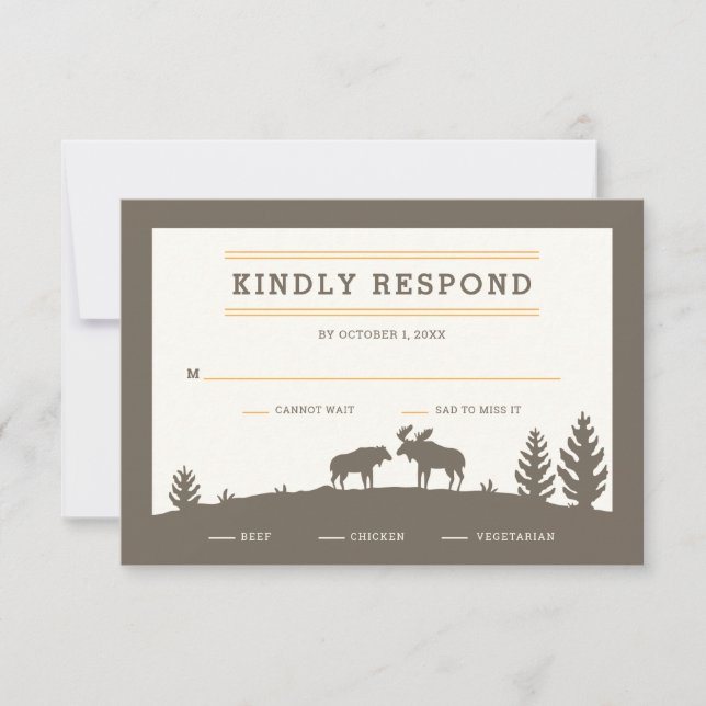 Rustic Moose Outdoor Wedding RSVP Card (Front)