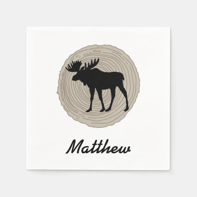 Rustic Moose Wilderness Napkin (Front)