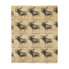 Rustic Moose Wildlife Fleece Blanket Cabin Decor