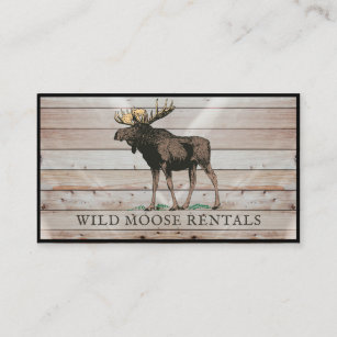 Rustic Moose Wood Cabin Bed Breakfast  Business Card