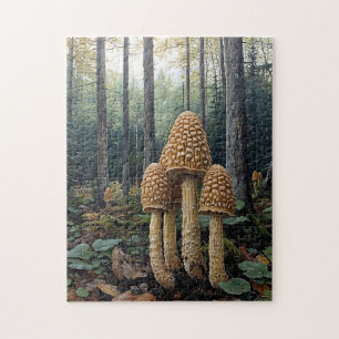 Rustic Morel Mushrooms Illustration Jigsaw Puzzle