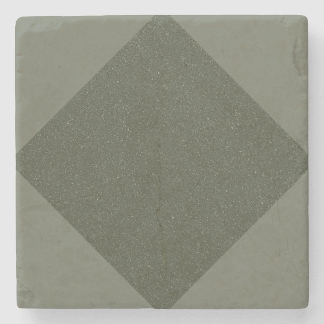 Rustic Moss Green Diamond Stone Coaster (Front)