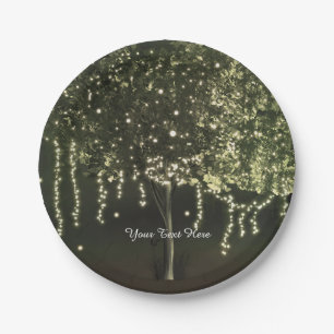 Rustic Mossy Lighted Tree Wedding Plates