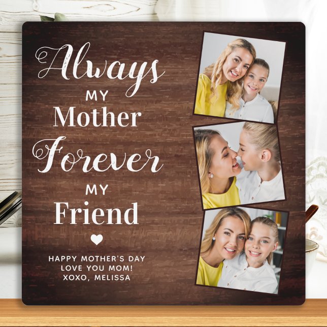 Rustic Mother Daughter Personalised 3 Photo Mum Plaque (Creator Uploaded)