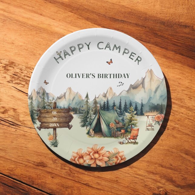 Rustic Mountain Adventure Birthday Paper Plates (Creator Uploaded)