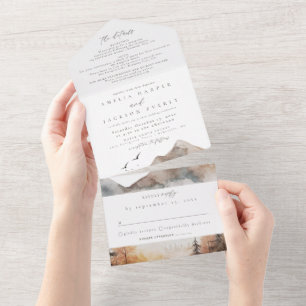 Rustic Mountain  All In One Invitation