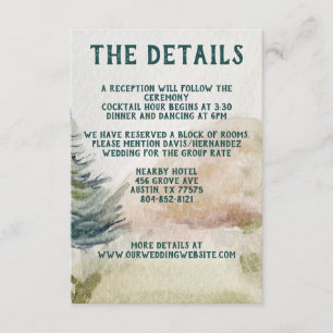 Rustic Mountain Arbor Evergreen Wedding  Enclosure Card