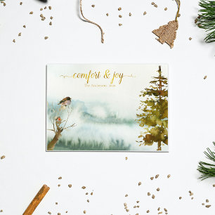 Rustic Mountain Birds Christmas Holiday Card