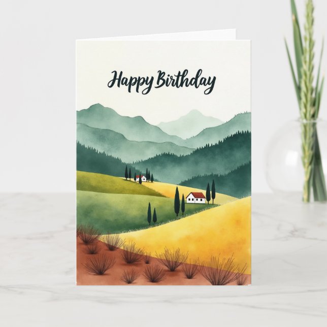Rustic Mountain Birthday Card (Front)