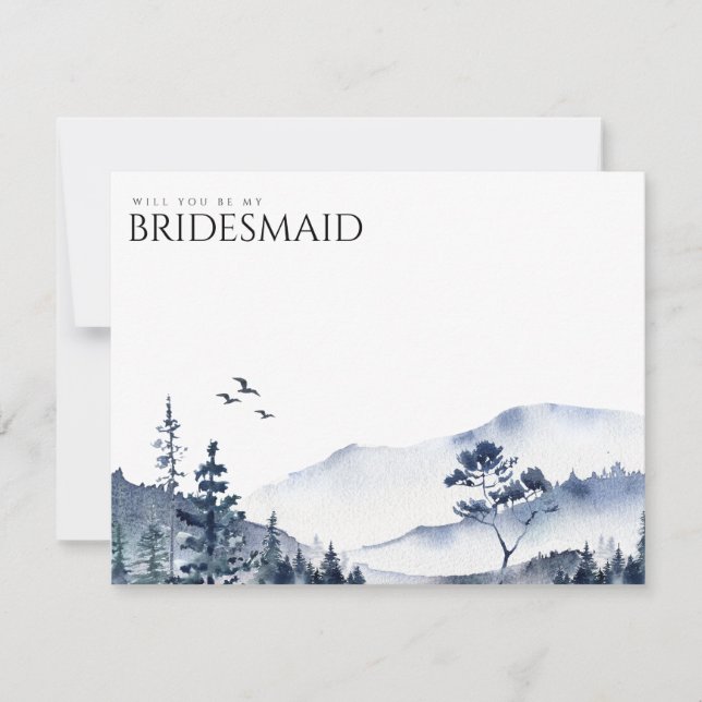 Rustic Mountain Boho Bridesmaid Proposal Card (Front)