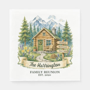 Rustic Mountain Cabin Family Reunion Napkin