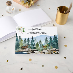 Rustic Mountain Camping Themed  Wedding Guest Book