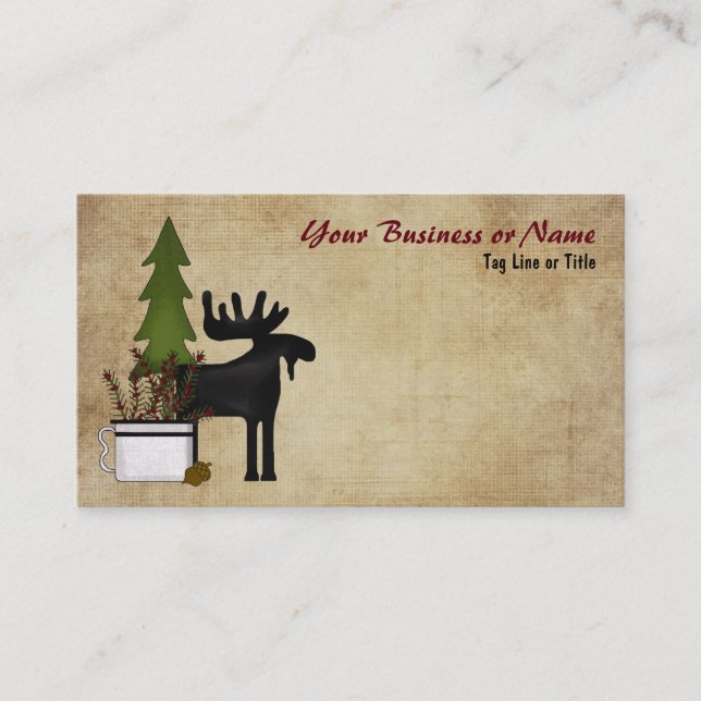 Rustic Mountain Country Moose Business Card (Front)
