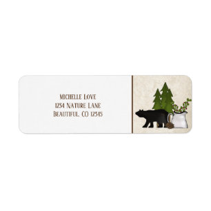 Rustic Mountain Country Silhouette Bear Address Return Address Label