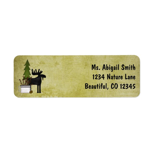 Rustic Mountain Country Silhouette Moose Address Return Address Label (Front)