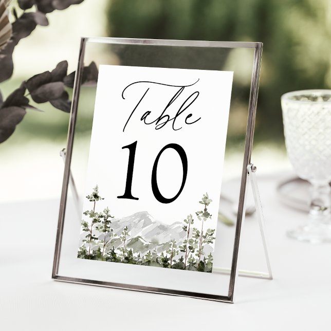 Rustic Mountain Evergreen Forest Wedding Table Number (Creator Uploaded)