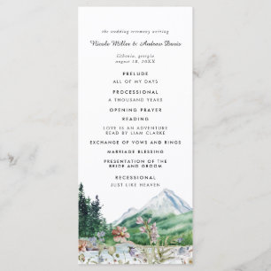 Rustic Mountain Floral Wedding Ceremony Program