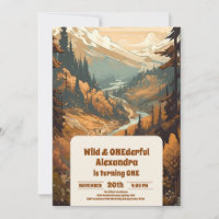 Rustic Mountain Forest Evergreen 1st Birthday