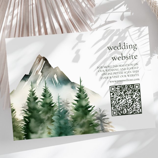 Rustic Mountain Forest Evergreen Tree Wedding Enclosure Card (Creator Uploaded)