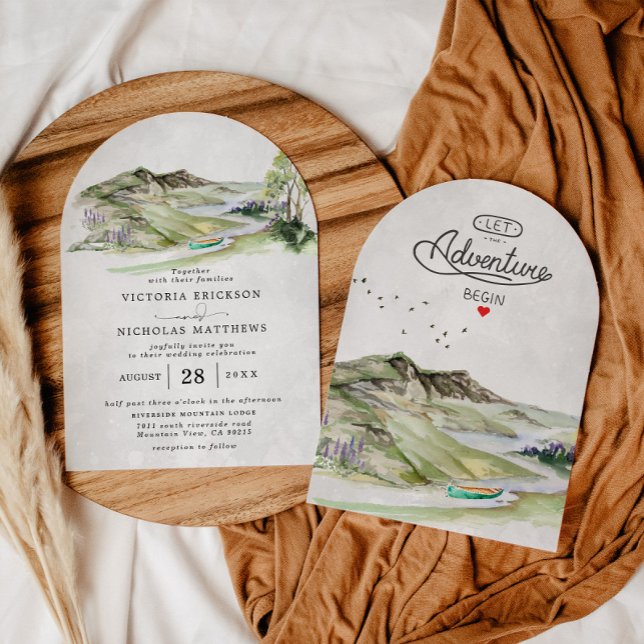 Rustic Mountain Forest Evergreen Tree Wedding Invitation (Creator Uploaded)