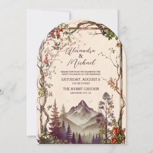 Rustic Mountain Forest Evergreen Tree Wedding Invitation