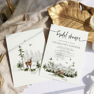 Rustic Mountain Forest Outdoor Bridal Shower Invitation