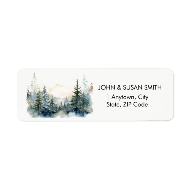 rustic mountain forest return address labels (Front)
